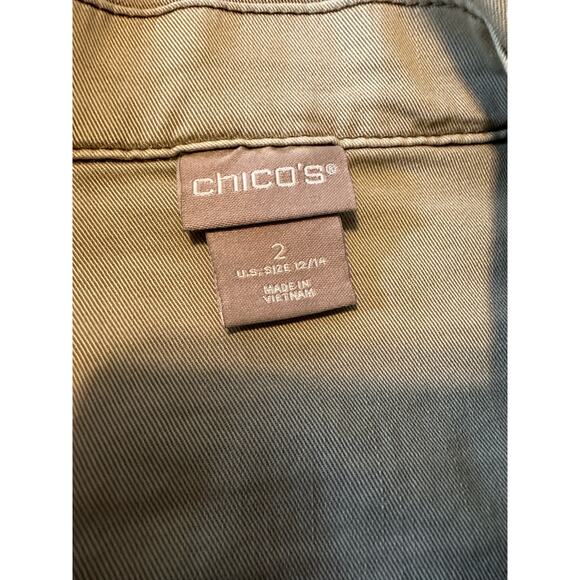 Chicos Womens Lightweight Moto Hip Length Full Zip Coat Jacket Green Sz 2 Lrg 12 - Picture 7 of 8